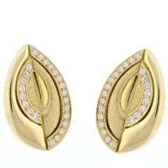 Burle-Marx Diamond Gold Free Form Earrings