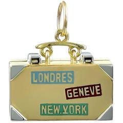 Enamel Gold Platinum Luggage Charm