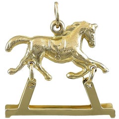 Vintage Gold Mechanical Rocking Horse Charm