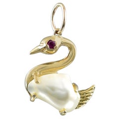 Pearl Gold Swan Charm