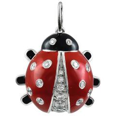 Tiffany & Co. Platinum Diamond Enamel Ladybug Charm