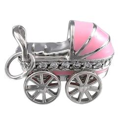 Tiffany & Co. Diamond Enamel Platinum Baby Carriage Charm 2