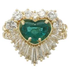 1.63 Carat Emerald and 2.31 Carat Diamond Yellow Gold Ring 12
