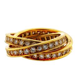 CARTIER Diamond Yellow Gold Trinity Band Ring Size US 4.75 French 49