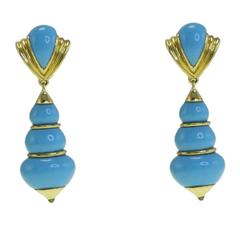 Luise Green Tourmaline, Turquoise Gold Clip-on Earrings 6