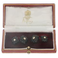 Asprey Carved Onyx and Diamond Gold Cufflinks 8