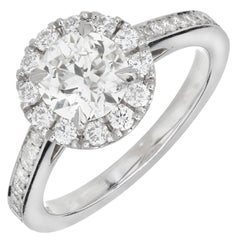 Peter Suchy GIA Certified 1.24 Carat White Diamond Halo Platinum Engagement Ring