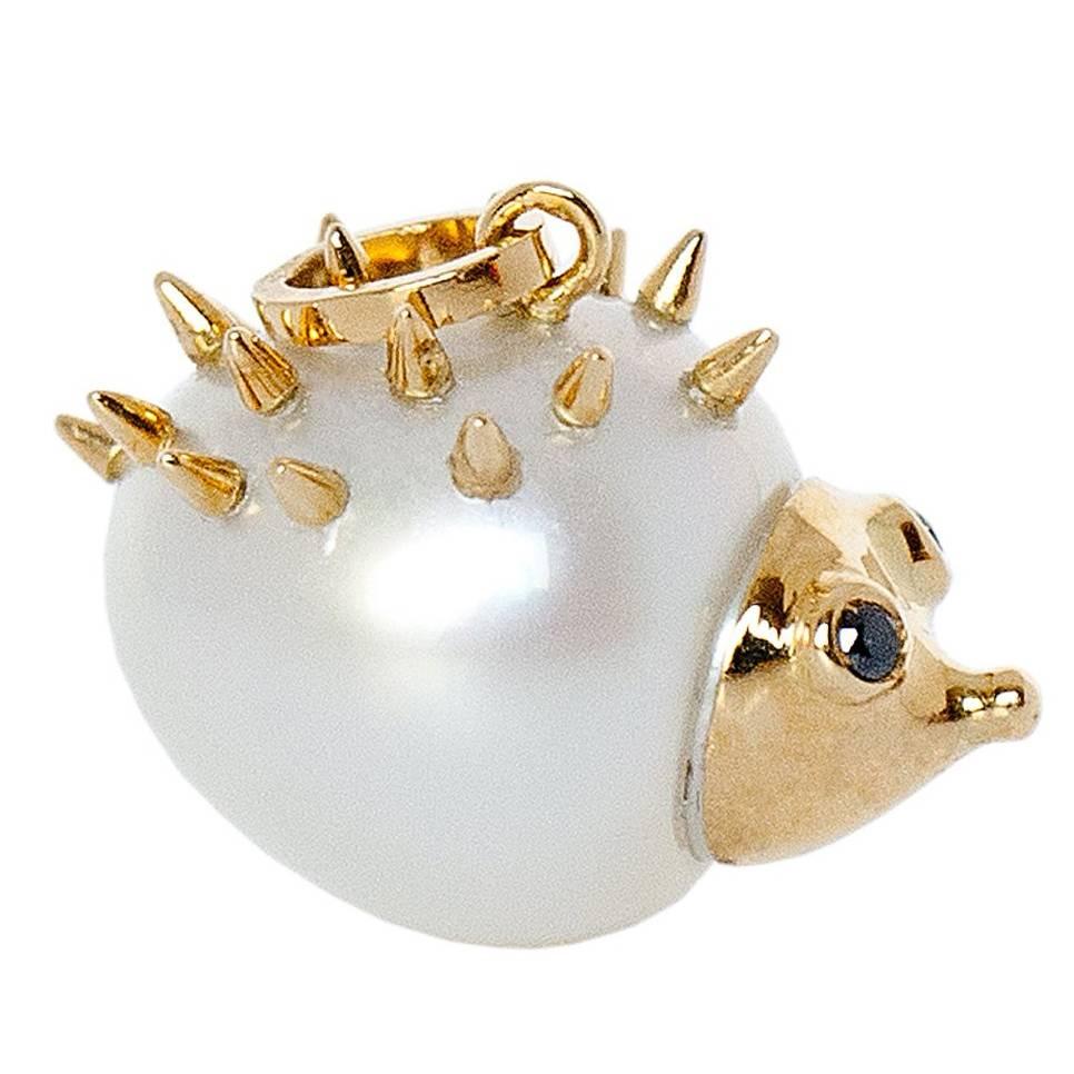 Hedgehog Diamond Australian Pearl 18K Gold Pendant/Necklace