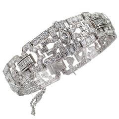 10.75 Carat Diamond Art Deco Platinum Bracelet 2