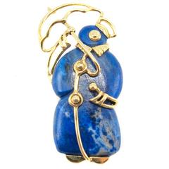 Vintage Tiffany & Co. Lapis Lazuli Yellow Gold Penguin Brooch