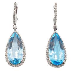 Blue Topaz Gold Dangling Earrings 7