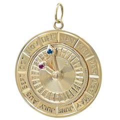 Large Gemset Gold Perpetual Calendar Charm