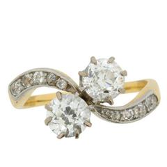 Edwardian EDR Certified 1.66 Carat Diamond Crossover Ring with Set Shoulders 6