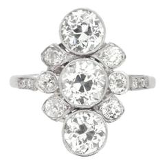 2.25 Carat Old Cut Diamond Cluster Ring, circa 1900s