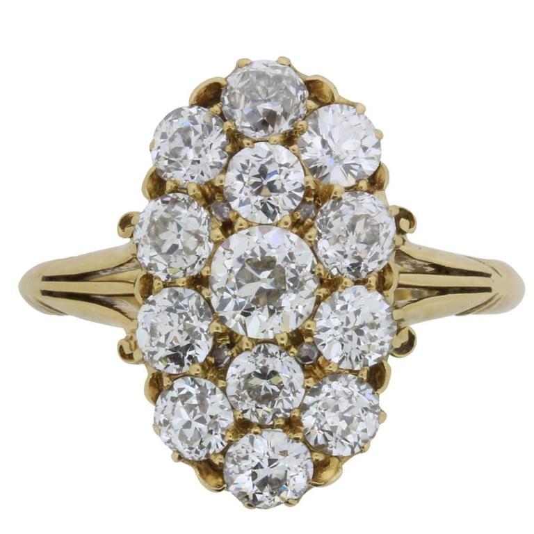 Victorian 3.40 Old Cut Diamond Cluster Ring, circa 1880s For Sale at ...