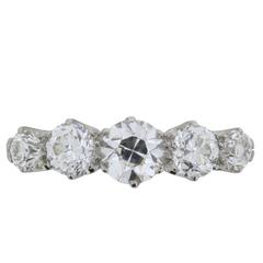 Art Deco 2.35 Carat Old Cut Diamond Five Stone Ring, circa 1920s 9