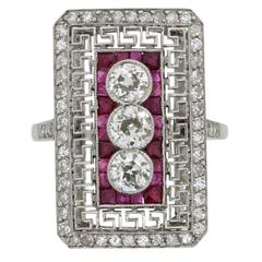 Art Deco Diamond and Ruby Ring, circa 1920s 3