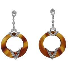 Luise Diamonds Hard Stones Gold Dangle Earrings 2