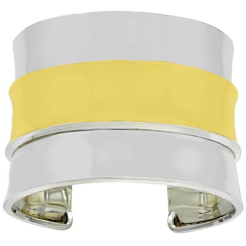 Sculptural Cartier Sterling Silver and Gold Cuff For Sale
