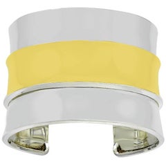 Retro Sculptural Cartier Sterling Silver and Gold Cuff