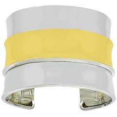 Sculptural Cartier Sterling Silver and Gold Cuff 12