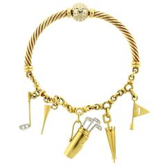 Pomellato Diamond Gold Golfer Charm Bracelet 1