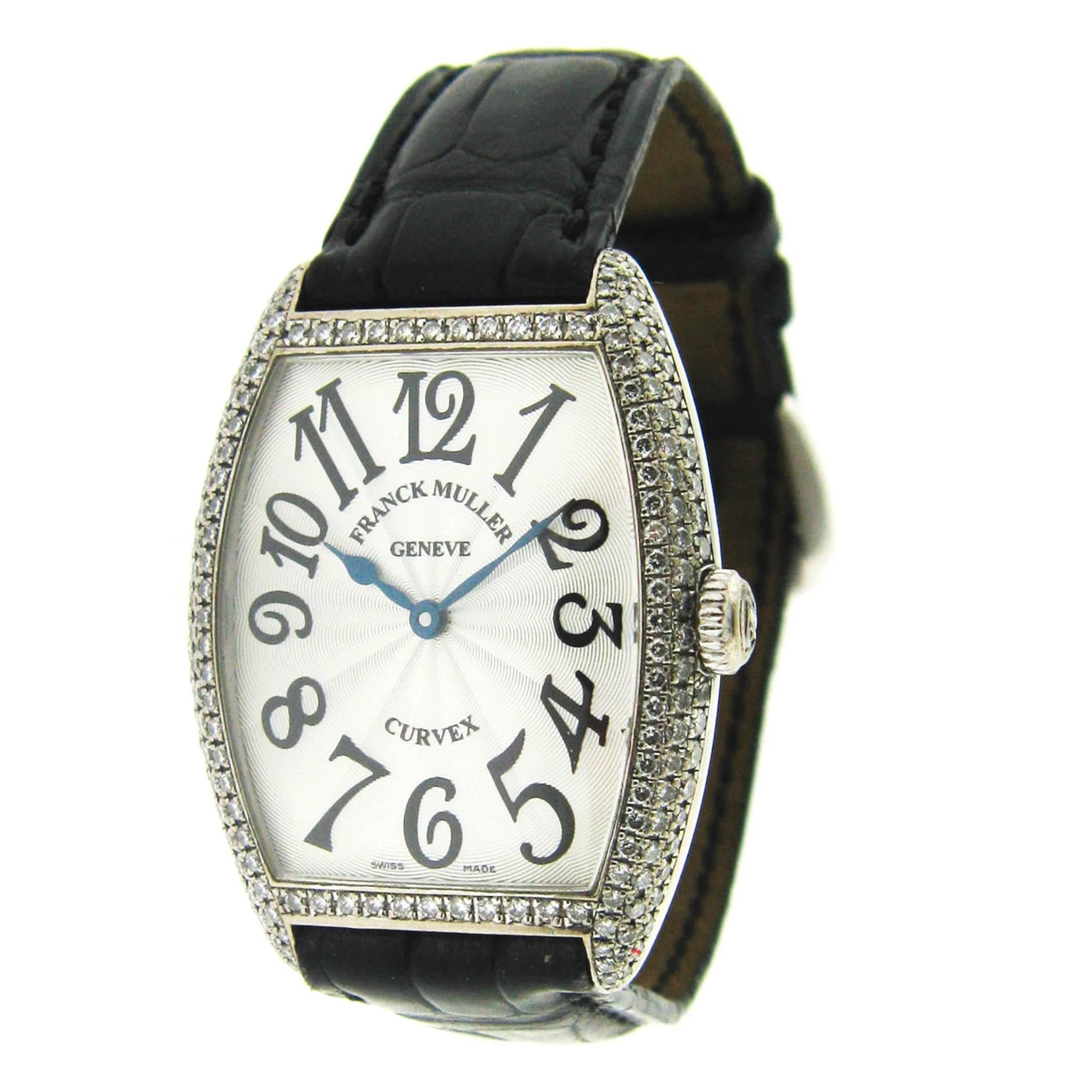 Franck Muller Ladies White Gold Diamond Curvex Quartz Wristwatch