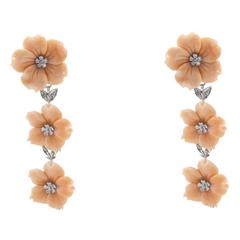 Luise Diamonds Coral Flower Dangle Earrings