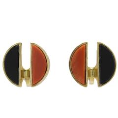 Luise Coral Onyx Gold Clip-On Earrings 12