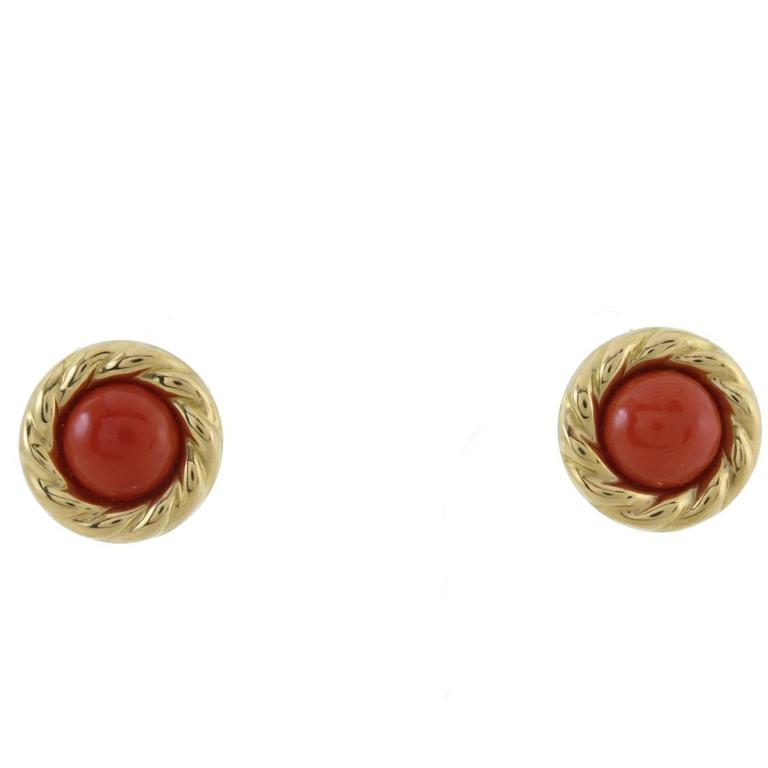 Luise Coral Gold Clip-On Earrings at 1stDibs