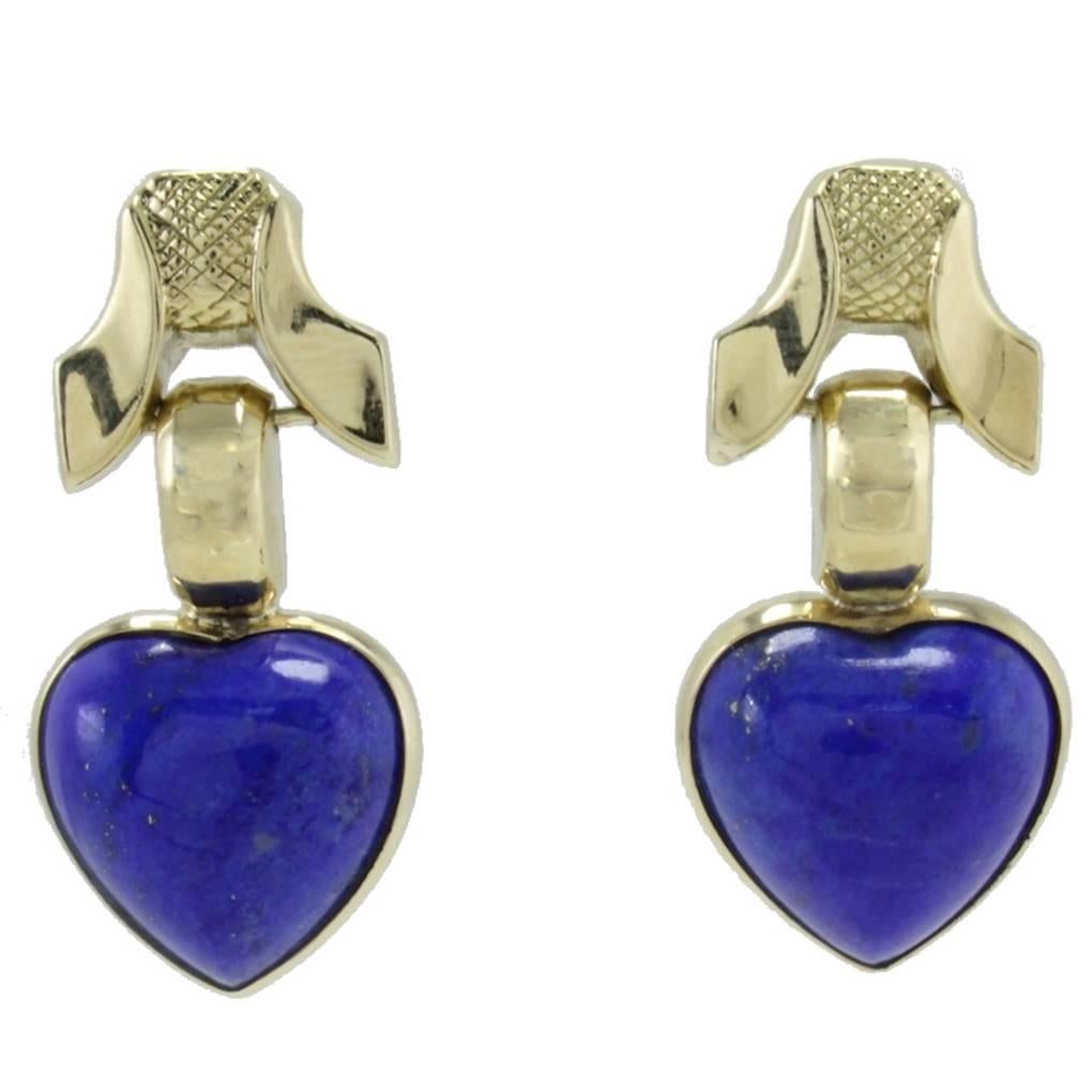 Luise Lapis Gold Stud Earrings For Sale