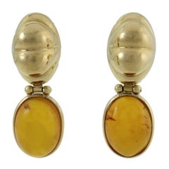  Amber 18 kt Gold Stud Earrings