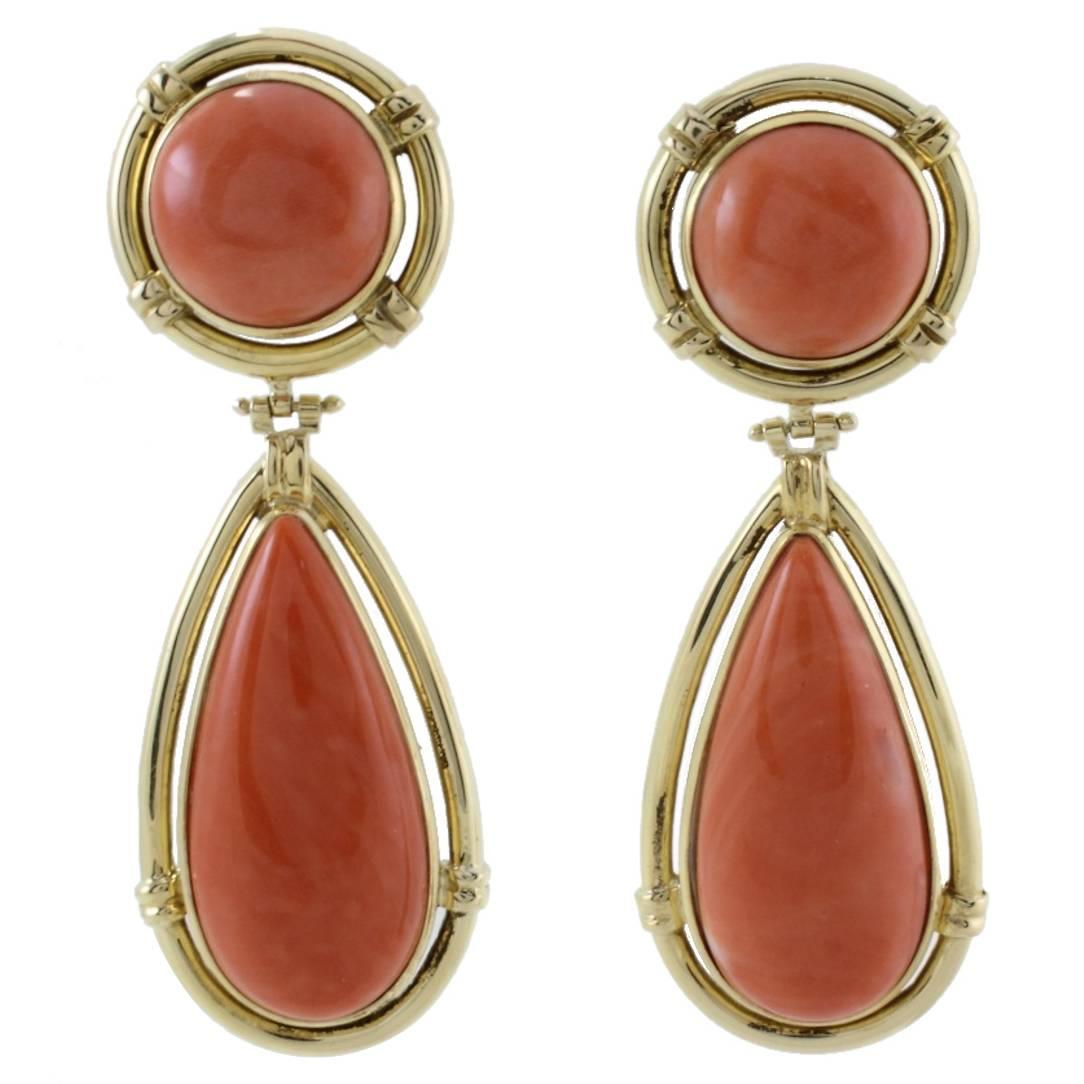 Luise Coral Gold Drop Earrings