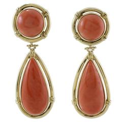 Luise Coral Gold Drop Earrings