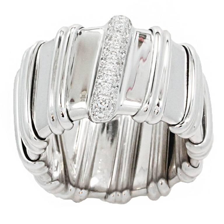 18 Karat White Gold Nabucco Ring with Diamonds For Sale