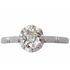 1910s Antique Diamond White Gold and Platinum Set Solitaire Ring 5