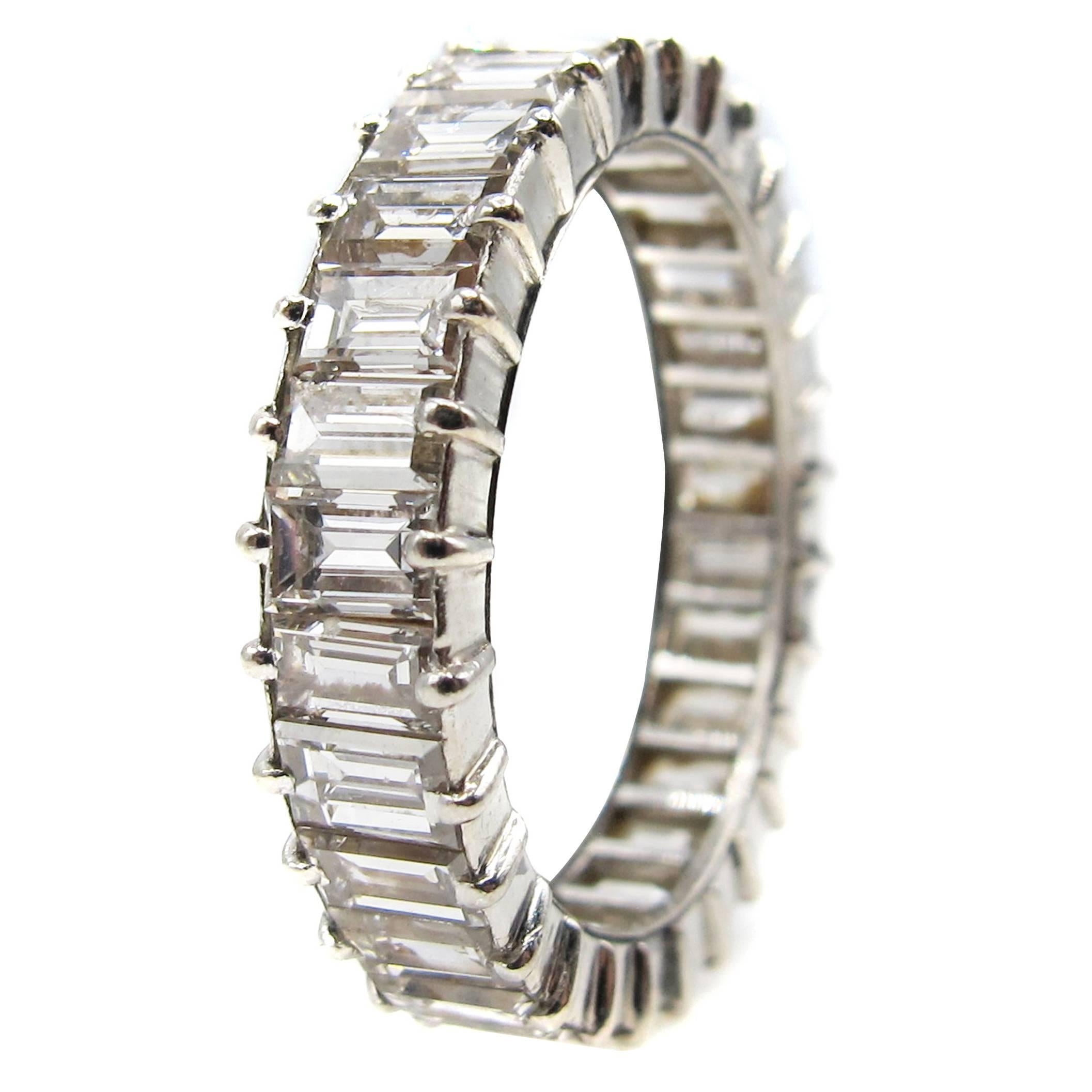 French Platinum Baguette Diamond Eternity Band