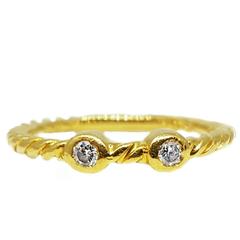 David Yurman Cable Diamond Yellow Gold Stackable Ring