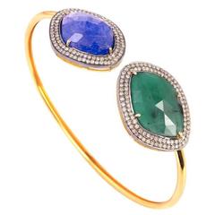Tanzanite, Emerald with Diamonds Bangle 2
