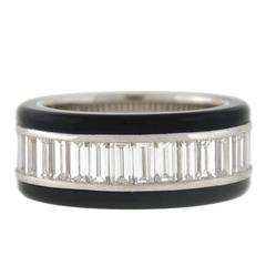 Contemporary 3.68 Carat Baguette Cut Diamond Onyx Eternity Band 1
