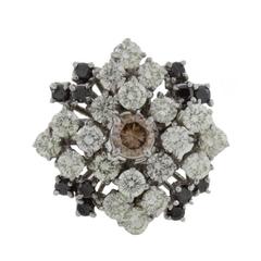 Luise Black and White Diamonds Gold Fashion Ring 3