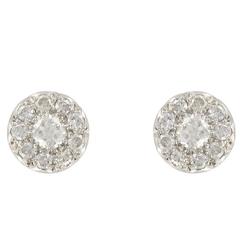 1960s French Diamond 18 Karat White Gold Stud Earrings