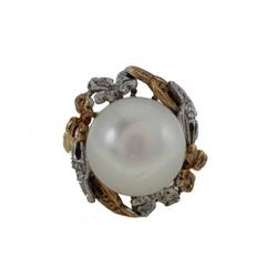 Diamonds Australian Sea Pearl Gold Cluster Ring Diamonds Australian Sea Pearl Gold Cluster Ring