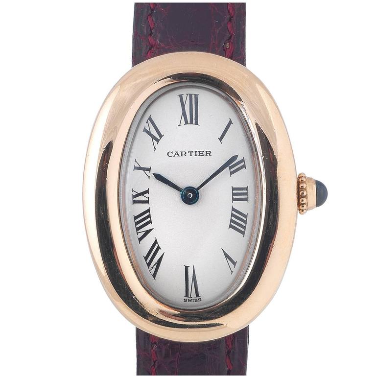 Cartier Ladies Yellow Gold Baignoire Oval Quartz Wristwatch at 1stDibs