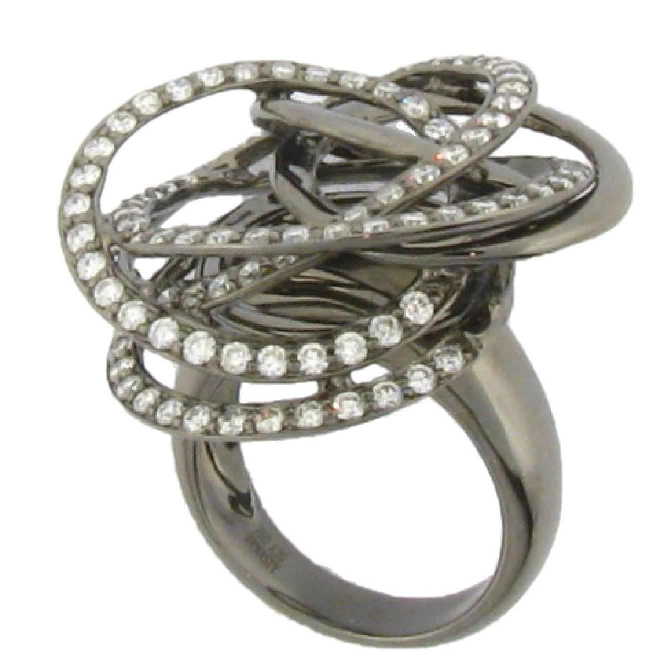 White Gold/Black Rhodium Diamond Ring For Sale