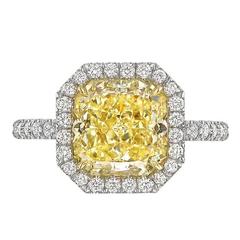 4.13 Carat Fancy Yellow Diamond Ring