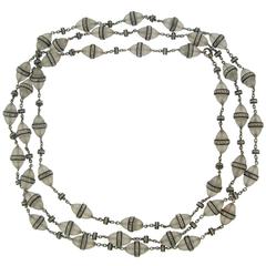 Edwardian Rock Crystal Diamond Enamel Platinum Necklace, 1910s