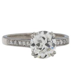 Platinum Diamond Engagement Ring 1.69ct Cushion Cut F-VS2
