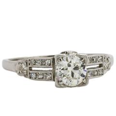 Vintage Art Deco Platinum .68 Carat G/VS1 Diamond Engagement Ring, circa 1930s
