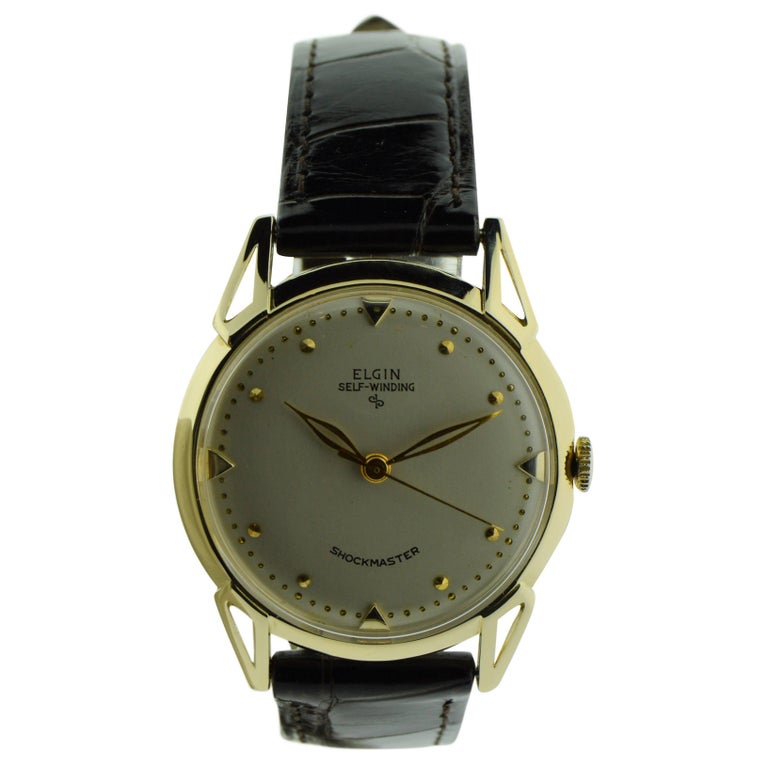 Elgin Yellow Gold Art Deco Automatic Watch at 1stDibs | elgin automatic  watch